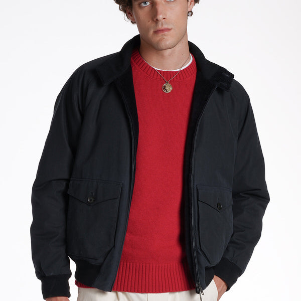 G9 Waxed Pocket Dark Navy | Baracuta