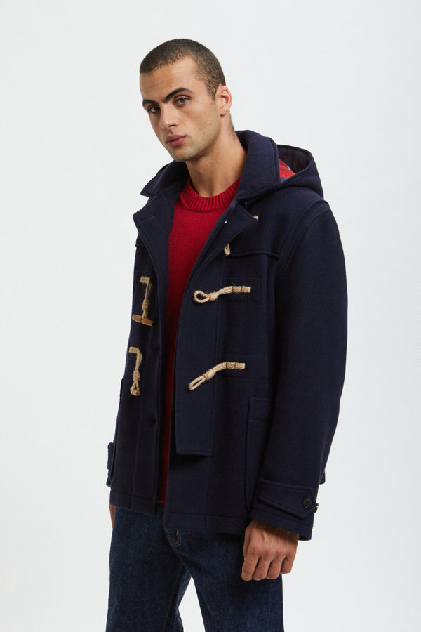 Duffle-coat court double laine