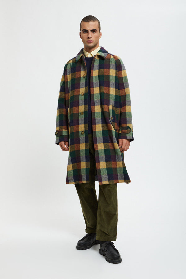 Pattern Wool Raglan Coat