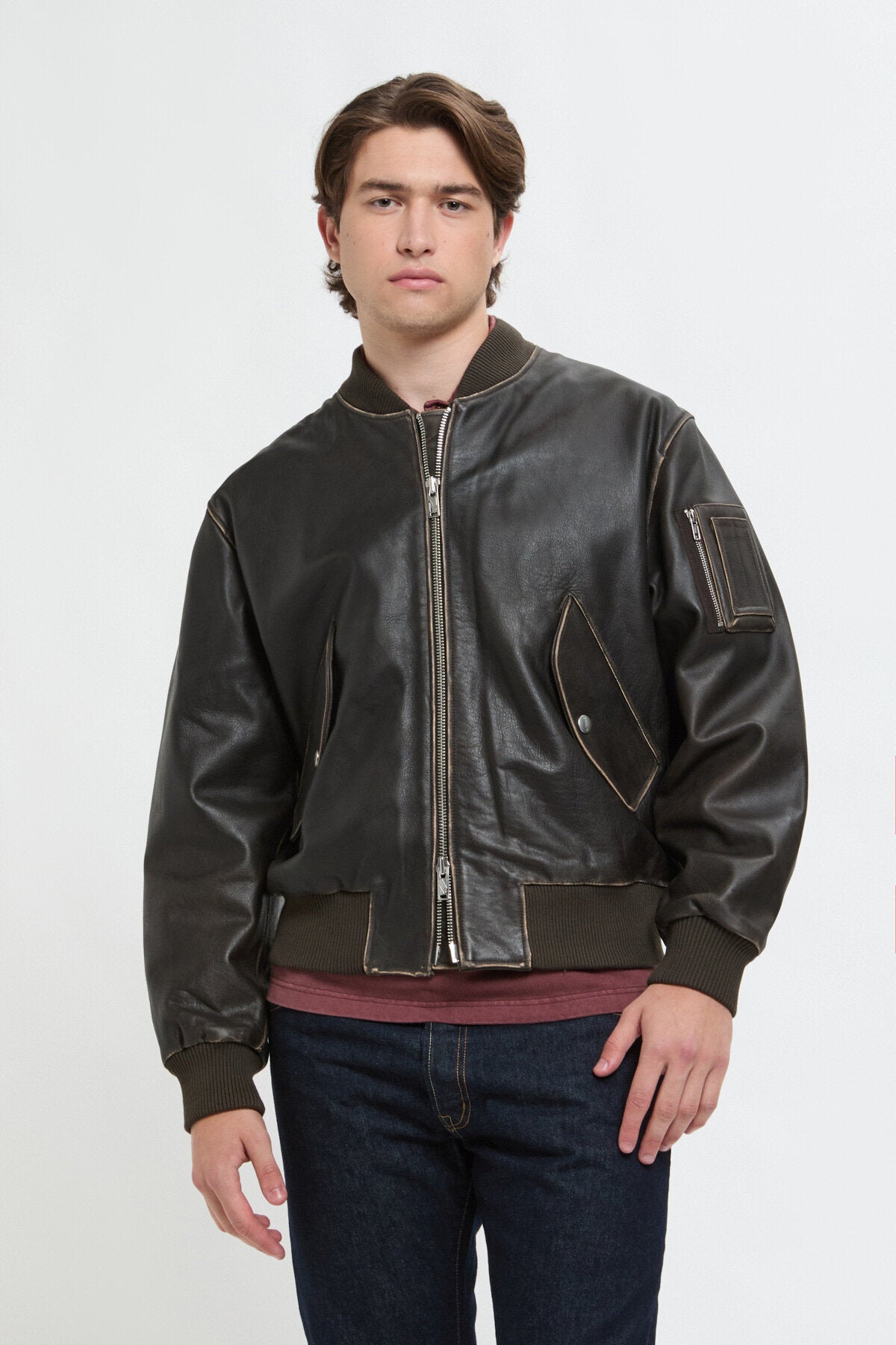 LEATHER FLIGHT JACKET Faded Black | Baracuta