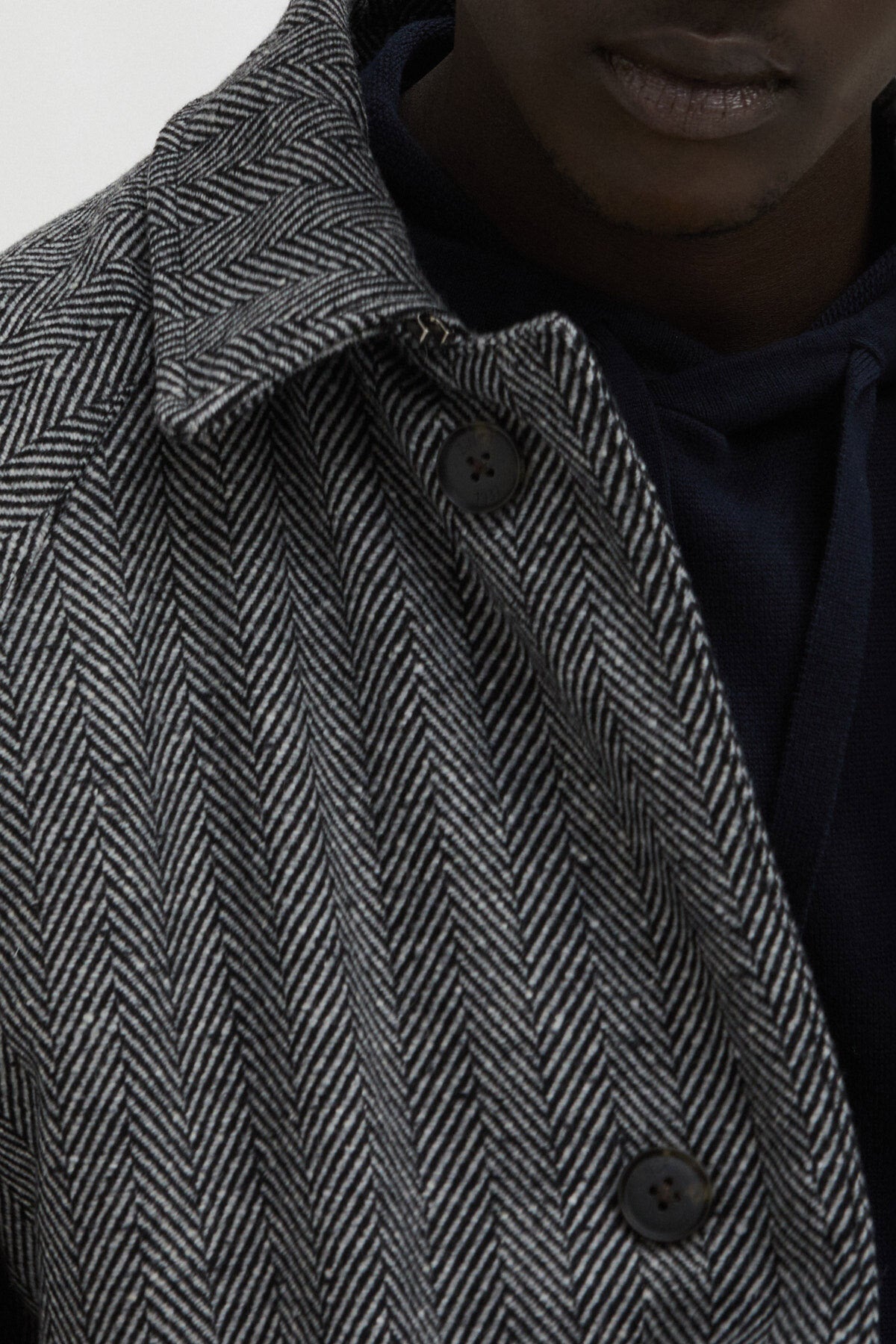 Blend Wool Bal Coat Herringbone Grey | Baracuta