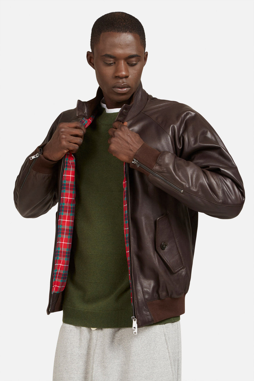 Tartan leather jacket cheap