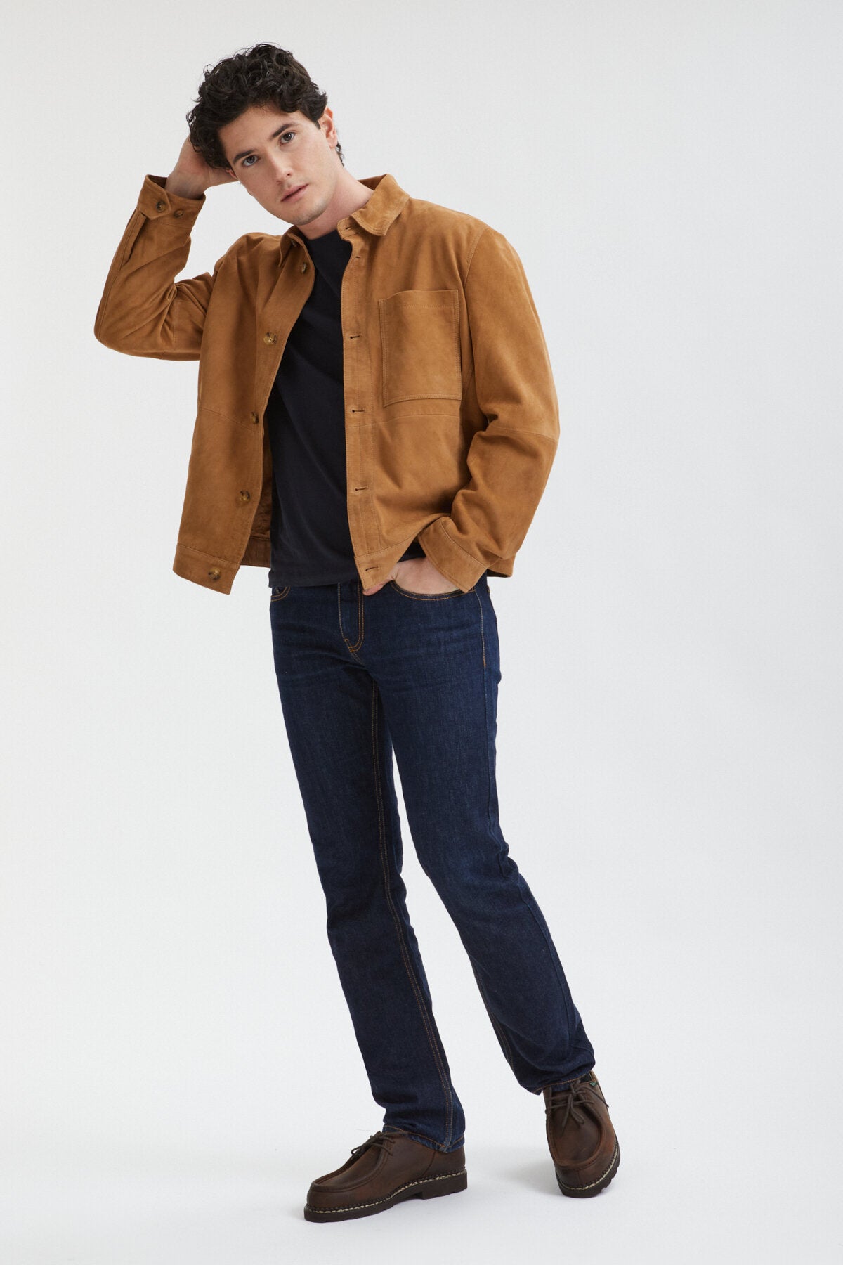 tobacco overshirt REGULAR FIT SUEDE LEATHER - 100% Suede Made in Italy Twin Chest Pockets with Pen Slot Nickel TOBACCO OVERSHIRT JEANS AW24/25 David